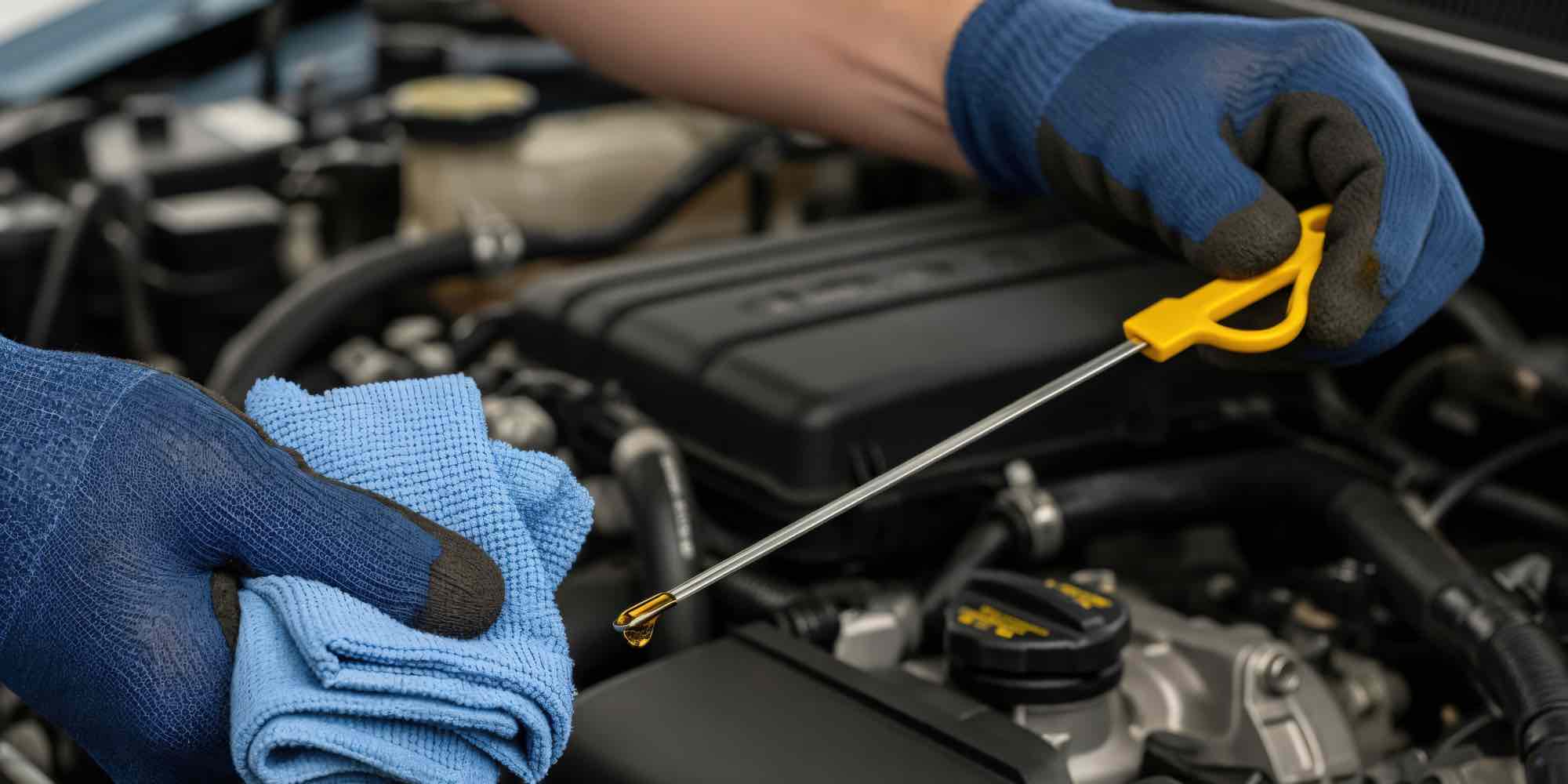 レベルゲージでエンジンオイルの量と色を確認