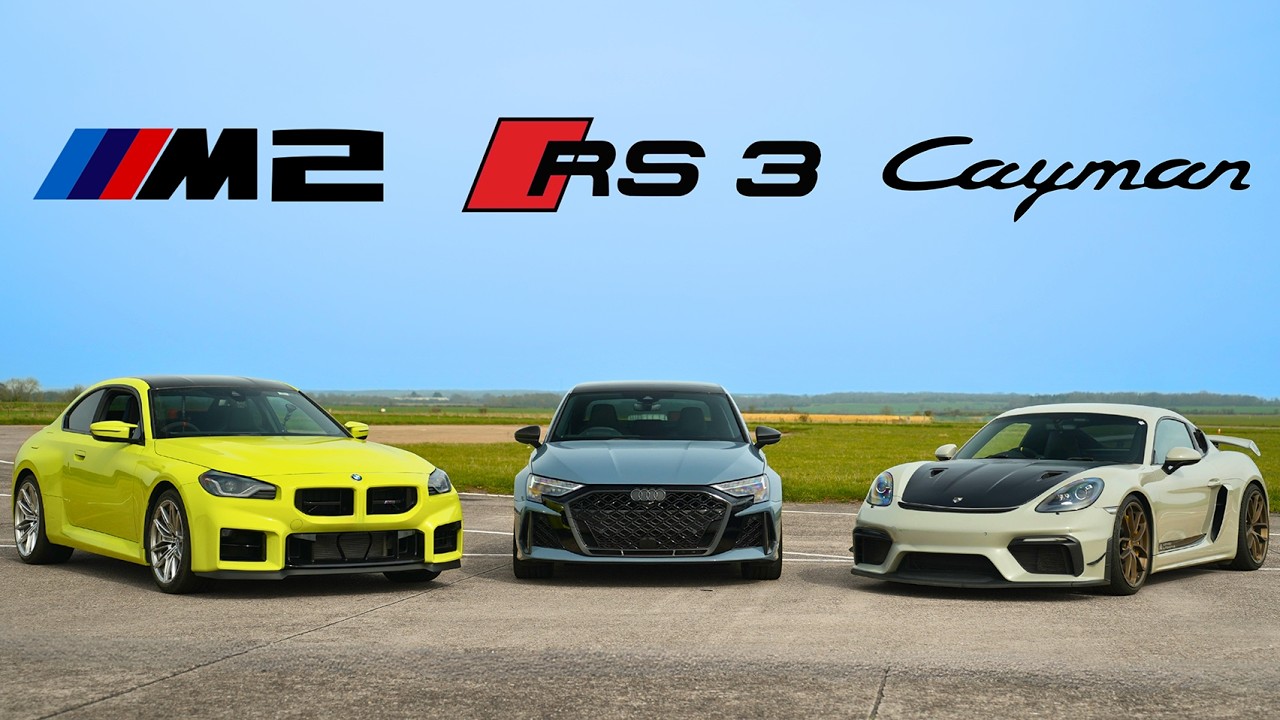BMW M2 vs アウディRS3 vs ポルシェケイマン、サーキットで頂点を争う三つ巴バトル